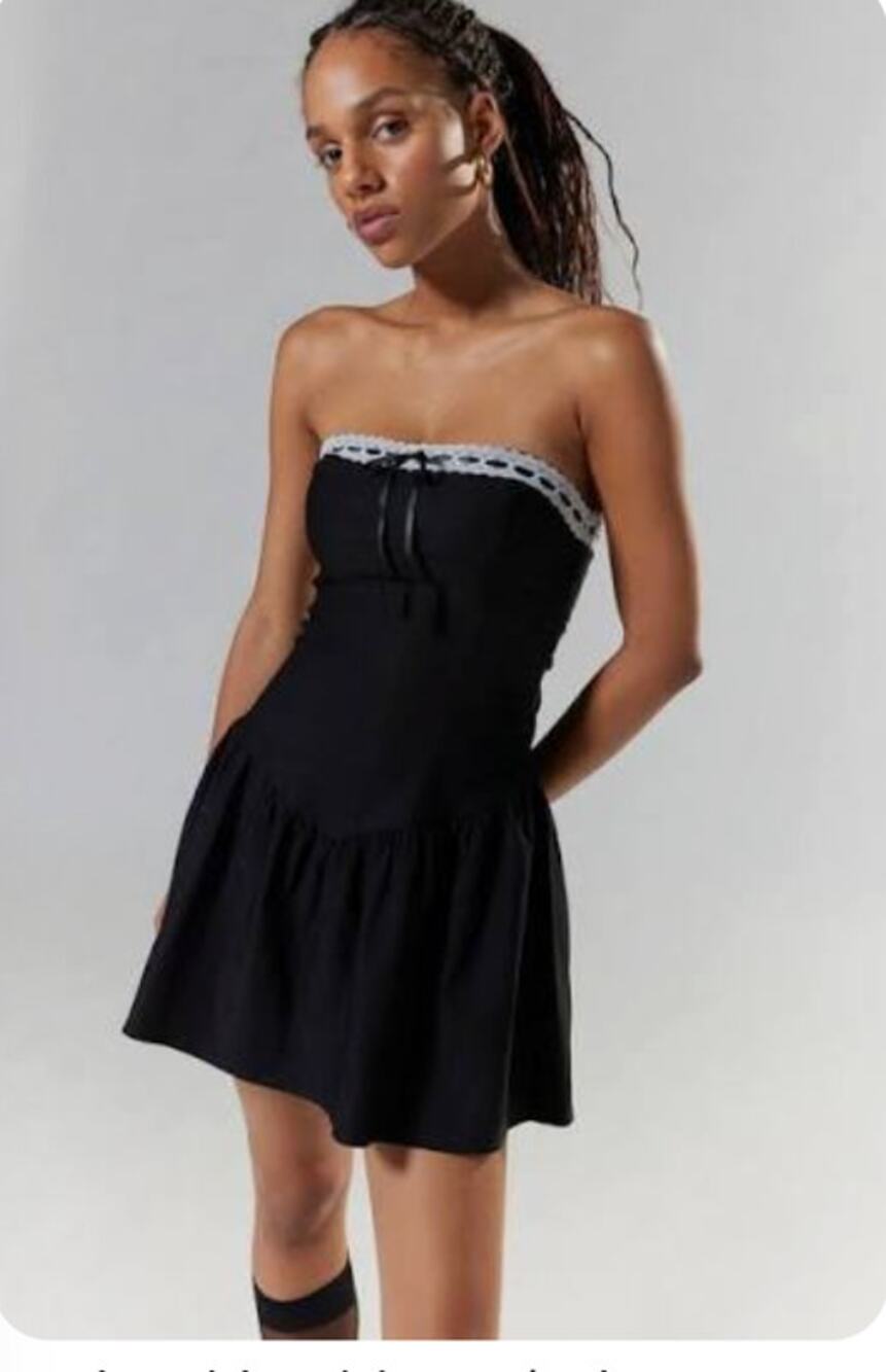 NWT Motel Manisha Black Lace Trim Mini Dress S